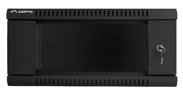 Lanberg WF01-6404-10B černá / Nástěnný rozvaděč / 19" / 4U / 600×450 mm / skleněné dveře / flat pack (WF01-6404-10B)