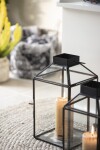 Ib Laursen Skleněná lucerna Norr Black 30,5 cm, černá barva, čirá barva, sklo