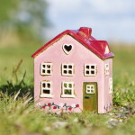 Ib Laursen Keramický svícen Ebeltoft Strawberry vine, růžová barva, modrá barva, zelená barva, keramika