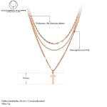 Trojitý ocelový náhrdelník Jenny - chirurgická ocel, kříž, Zlatá 36 cm + 5 cm (prodloužení)