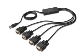 Digitus DA-70159 černá / USB adaptér / 4x RS232 / USB 2.0 / 1,5 m (DA-70159)