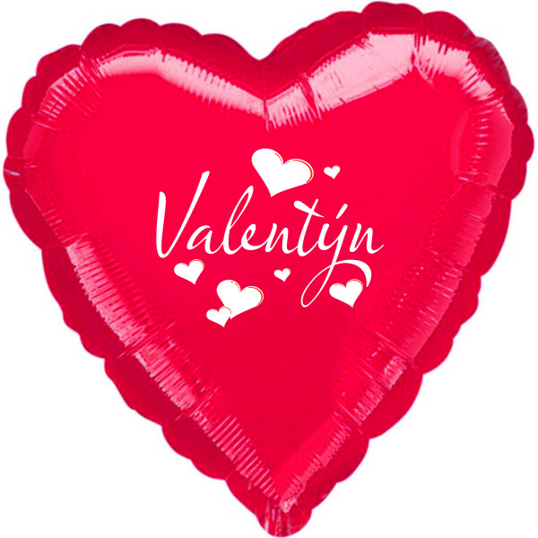 Valentýn balónek červený se srdíčky Valentýn balónek červený se srdíčky