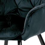 Jídelní židle, potah modročerná sametová látka, kovová 4nohá podnož, černý lak