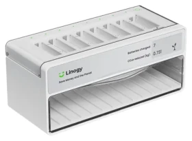 Linogy AA/AAA / Nabíječka baterií / 8 slotů / 40 úložných pozic / USB-C / E-Ink displej (P1160365)