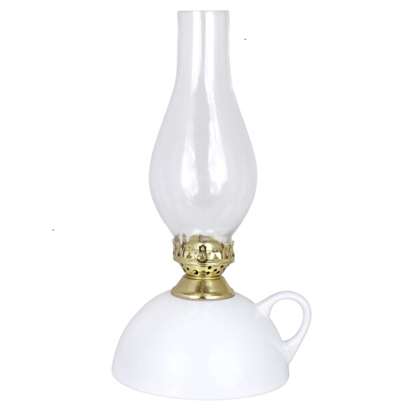 Strömshaga Petrolejová lampa Handle Ceramics White, bílá barva, čirá barva, sklo, keramika