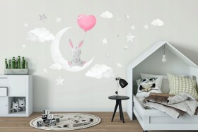 DumDekorace Roztomilá nálepka na zeď pro holčičky zamilovaný zajíček 100 x 200 cm
