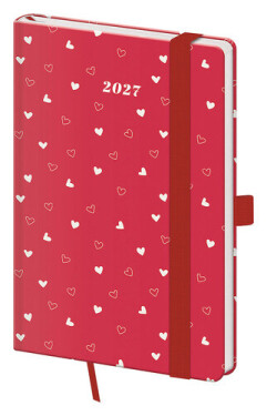 Diář 2027 týdenní kapesní Vario - Hearts s gumičkou