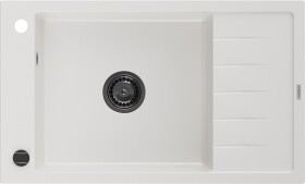 MEXEN/S - Elias granitový dřez 1 s odkapávačem 795 x 480 mm, bílá, + černý sifon 6511791005-20-B
