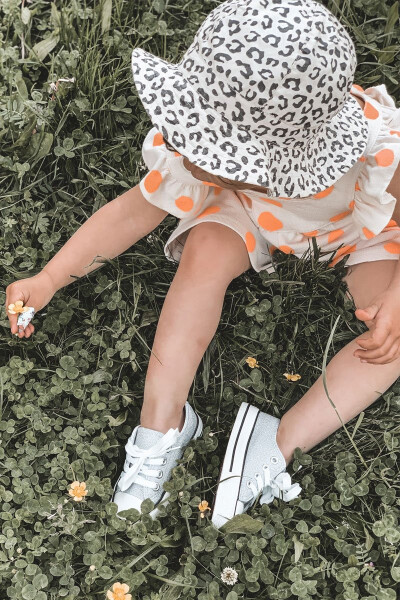 Dětské Brokátové Tenisky Stříbrné Bling-Bling 18