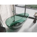 MEXEN - Glass teal volně stojící vana transparentna 170 x 85, korek chrom 58061708511