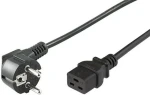 MicroConnect Síťový napájecí kabel Schuko 90° úhel - C19 1m černá (PE0771901)