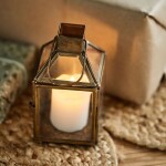 Ib Laursen Mini lucerna Norr 12,5 cm, měděná barva, čirá barva, sklo, kov