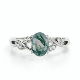 LUNICA Stříbrný prstýnek MECHOVÝ ACHÁT Velikost prstenu: 7 (EU: 54-56) 0680_7