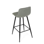 Židle barová, zelená látka, čtyřnohá kovová podnož, černý mat
