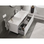 MEXEN/S - Orio koupelnová skříňka pod umyvadlo 120 cm s deskou, 1 šuplík, bílá lesk 91A10-12047-1-BFC00