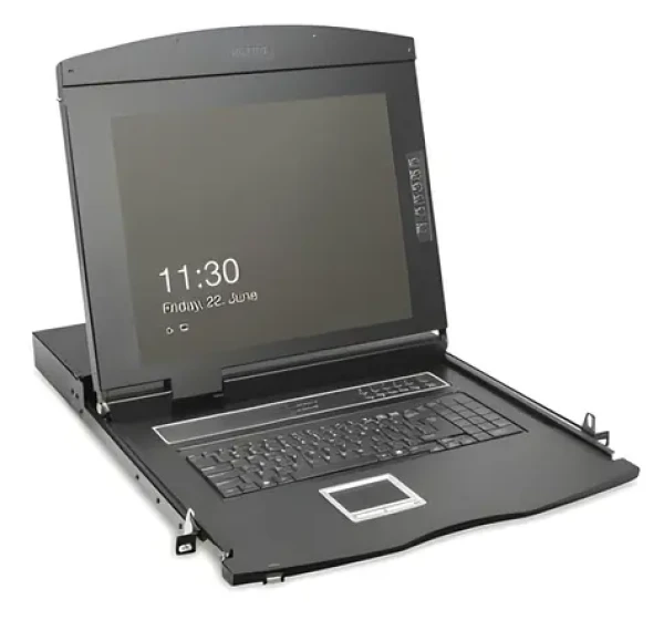 Digitus Modulární KVM / Konzole / 19" TFT LCD / 8-port VGA switch / 1U rack / QWERTY klávesnice (DS-72221-2GE)
