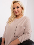 Béžová dámská halenka plus size s delším zadním dílem