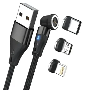 RealPower MagneticCharge3 černá / Magnetický nabíjecí kabel / USB-A / 3 A / 20 cm (439628)