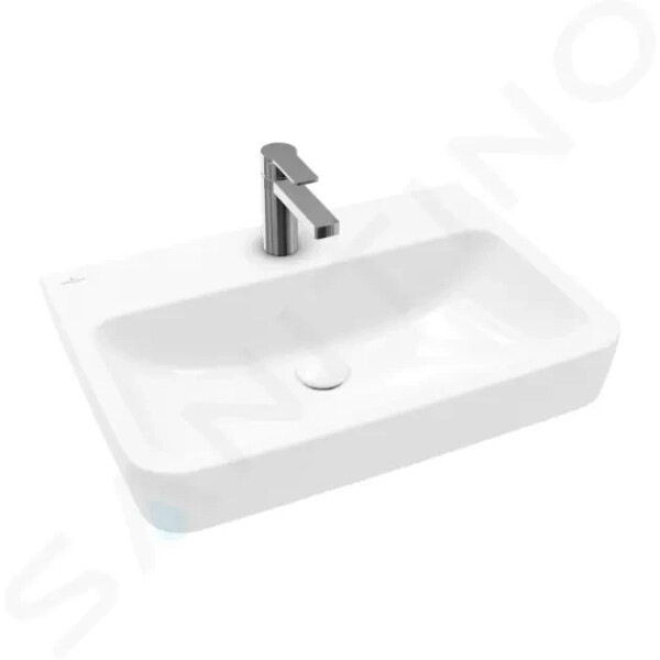 VILLEROY & BOCH - O.novo Umyvadlo na desku, 650x460 mm, bez přepadu, otvor pro baterii, CeramicPlus, alpská bílá 4A41KLR1