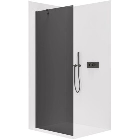 CERANO Sprchová zástěna Walk-in Onyx Y L/P - 8 mm - kulatá vzpěra - černá matná, grafitové sklo - 30x200 cm