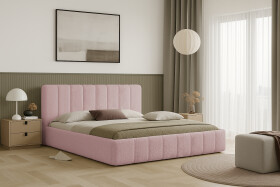 FRONTI Postel RIMINI 180x200 s úložným prostorem - bouclé - růžová