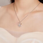 Stříbrný náhrdelník Maminka s dítětem - stříbro 925/1000, srdce, Stříbrná 50 cm + 5 cm (prodloužení)