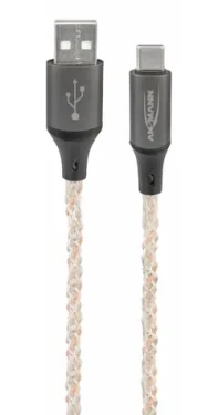 Ansmann 1700-0158 černá / Datový a nabíjecí kabel / USB-A - USB-C / 1 m / LED osvětlení / 60W (1700-0158)