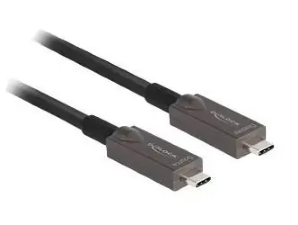DeLock Aktivní optický kabel USB-C na USB-C 10 m / USB 3.2 Gen 2 / DisplayPort 1.4 / 20V 3A (84150)