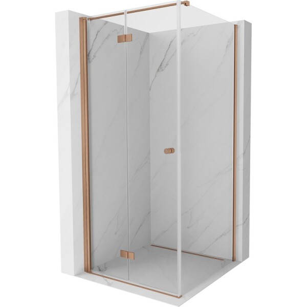 MEXEN/S - Mist-F sprchový kout skládací dveře levá 70 x 70, transparent, měď kartáčovaná 8A6T-070-070-65-00-L
