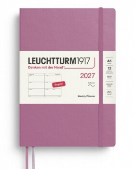 Týdenní plánovač Dusty Rose, Medium A5 2027, Softcover, anglicky