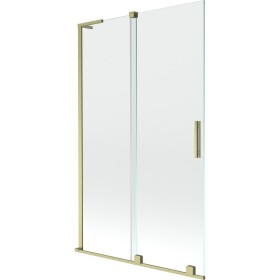 MEXEN/S - Velar L dvoukřídlá posuvná vanová zástěna 110 x 150, transparent, zlatá kartáčovaná 896-110-003-01-55