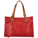 Trendy dámská koženková kabelka na rameno Valika, červená