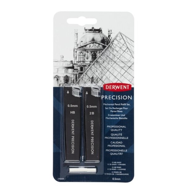 Derwent Precision tuhy 0,5 mm HB/2B + pryže