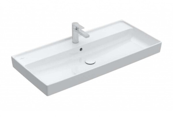 VILLEROY & BOCH - Collaro Umyvadlo nábytkové 100x47 cm, s přepadem, otvor pro baterii, CeramicPlus, Stone White 4A331GRW