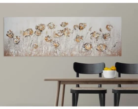 Ručně malovaný obraz Květiny 120x40 cm, 3D struktura