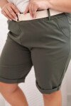 Dámské bavlněné šortky Plus Size s páskem khaki XL