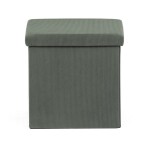 Taburet s úložným prostorem, zelená manšestrová látka