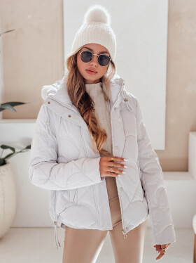 Dámská zimní bunda LOVEWARM krátká prošívaná s kapucí bílá FashionStreet TY5042 XXL