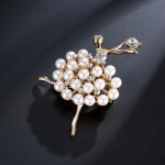 Brož Swarovski Elements s perlou Anna Rose - baletka, Bílá/čirá