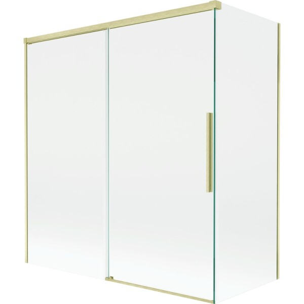MEXEN/S - Rox vanová zástěna 2-křídlová posuvná 150 + 70 x 150, transparent, zlatá kartáčovaná 8C9-150-070-55-00