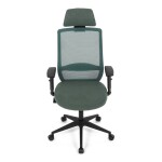 Židle kancelářská, zelená MESH síťovina, zelená látka, plastový kříž, synchronní mechanismus, kolečka pro tvrdé povrchy