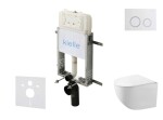 Kielle - Genesis New Set předstěnové instalace, kompaktního klozetu Gaia, Rimless, sedátka softclose a tlačítka Gemini New II, lesklá bílá/chrom 30528SZ85