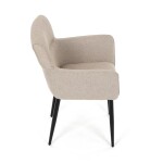 Židle jídelní, snadno čistitelná krémová látka, černý matný lak, kovové nohy