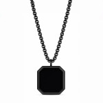 Pánský náhrdelník Fabiano Black - černý onyx, chirurgická ocel, Černá 60 cm