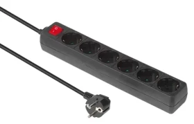 MicroConnect Prodlužovačka 6x Schuko s vypínačem černá / Prodlužovací kabel / 1,5 m / 16 A / 250 V (MC-GRU00615BS)