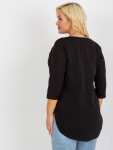 Černá delší základní halenka plus size s 3/4 rukávem