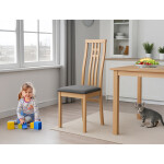 Jídelní židle, masiv buk, moření tmavý buk, látkový šedý potah