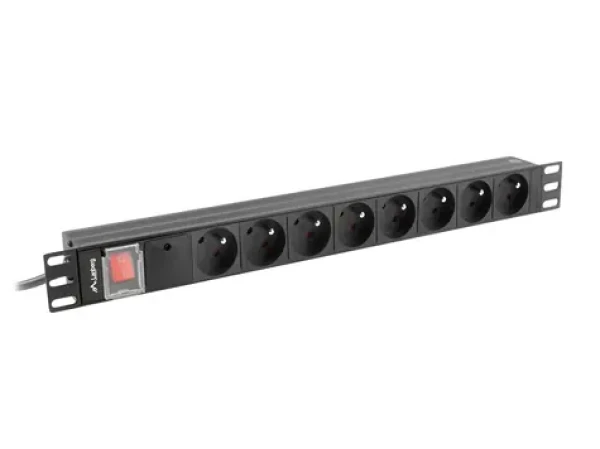 Lanberg SPD-3MP černá / Napájecí lišta do racku (PDU) / 19" / 1U / 7x Schuko / 16A / 2 m (PDU-PRO-07F-0200-BK)