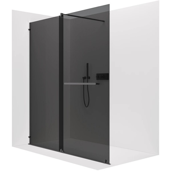 CERANO Sprchová zástěna Walk-in Medin L/P - 8 mm - černá matná, grafitové sklo - 120x195 cm - dvoudílná posuvná