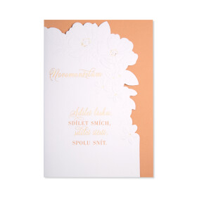 Svatební přání - Bílé květy s reliéfní ražbou - Albi
